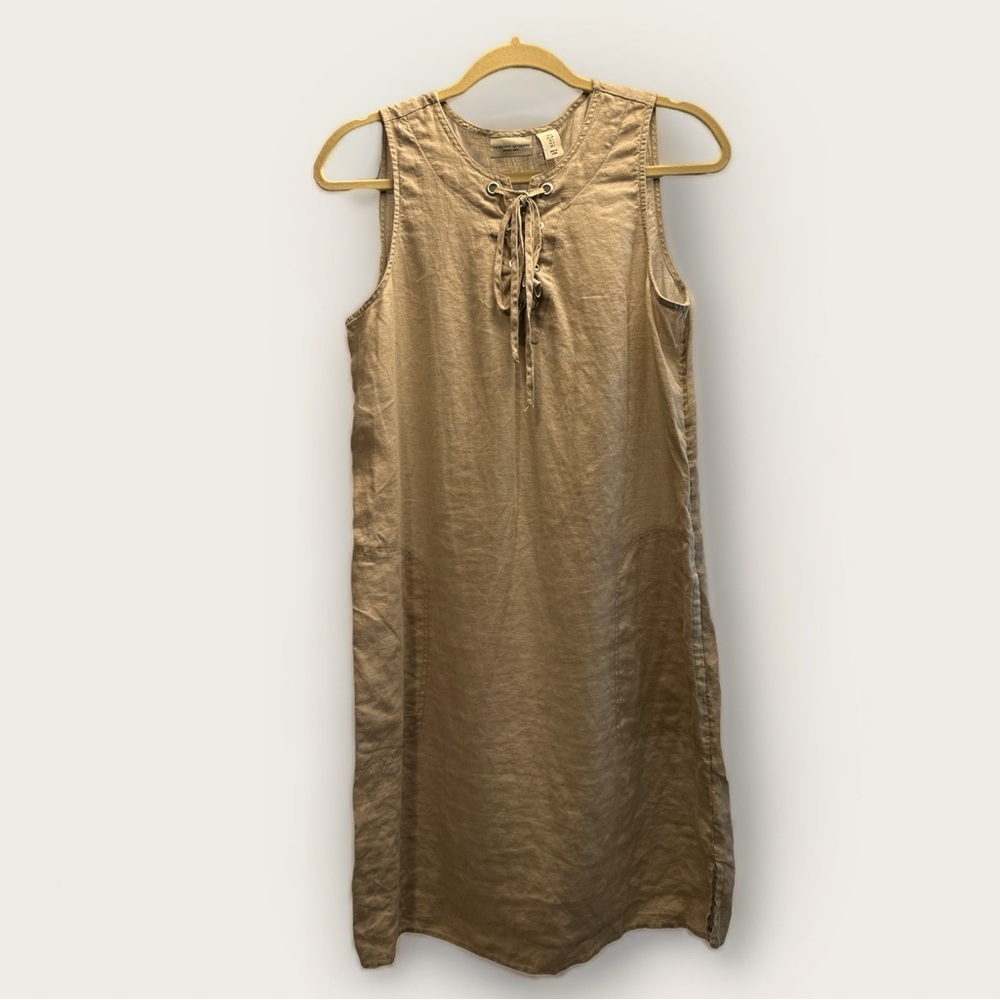 Adrienne Vittadini Dress | Linen khaki Dress | Size Small